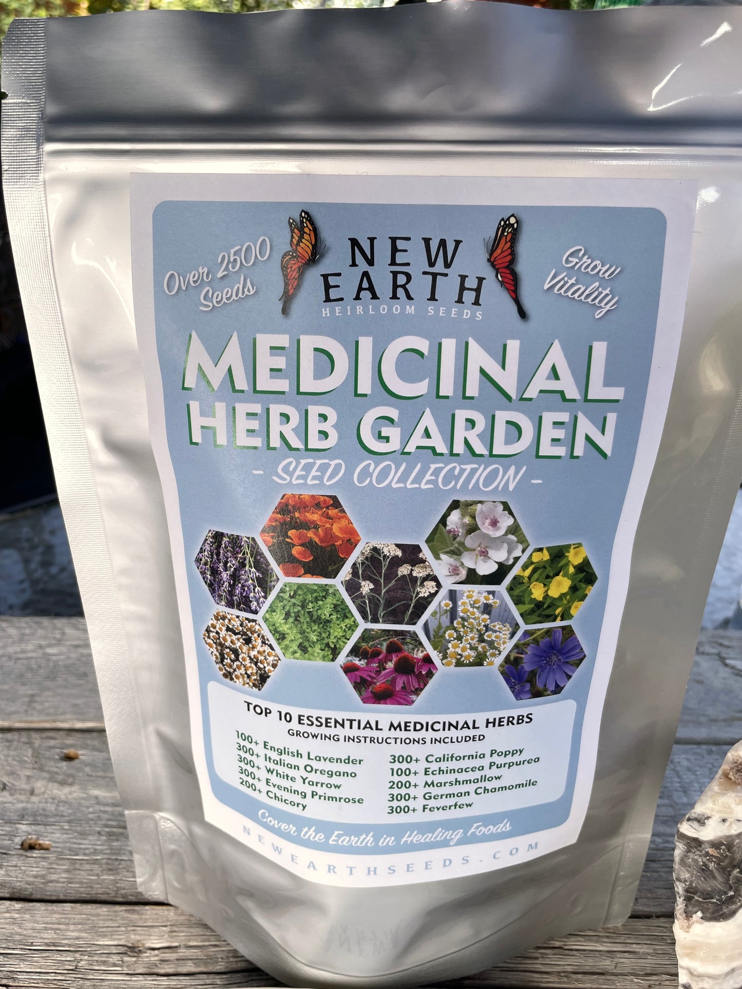 Medicinal herb seed collection in bag